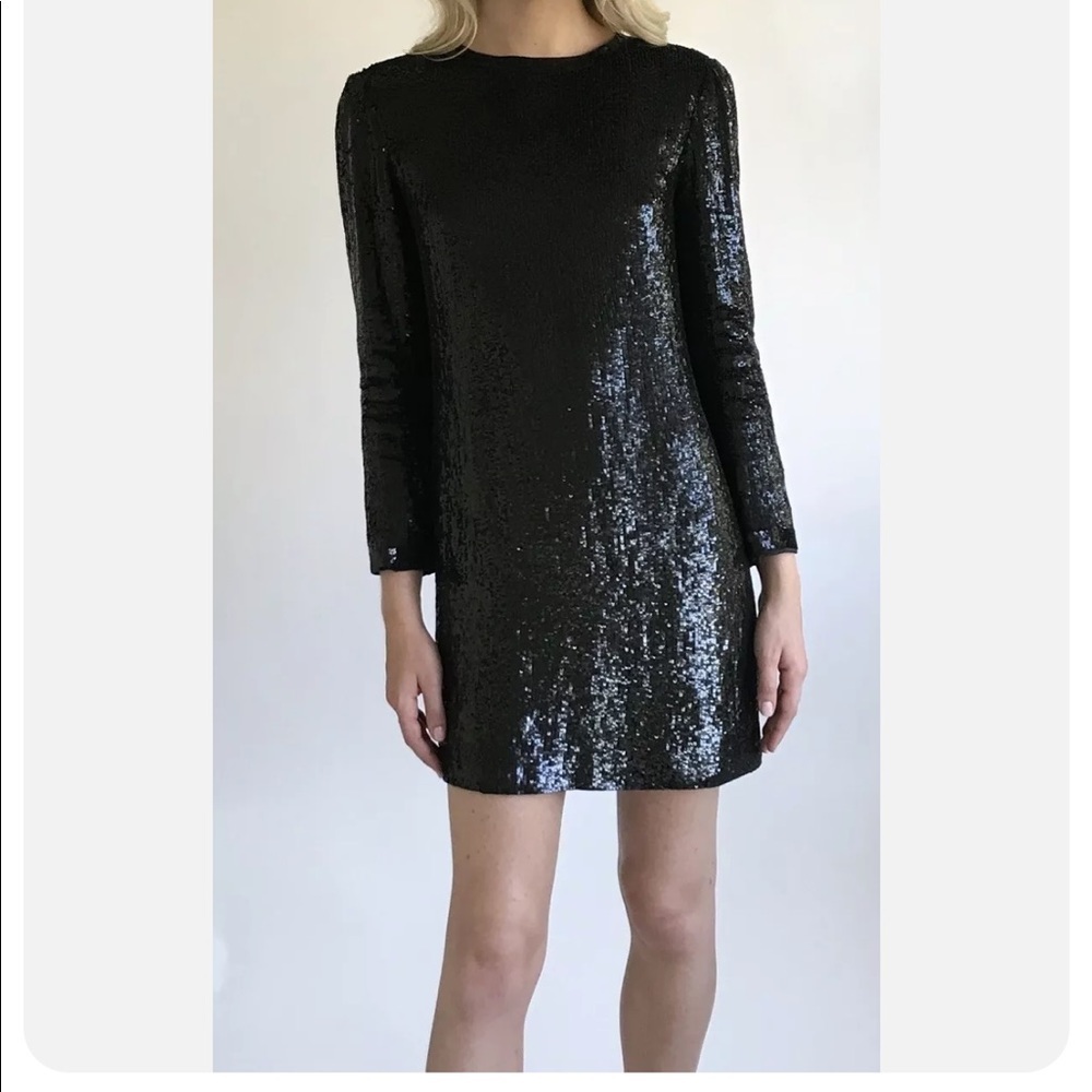 Cocktail little dress Neil Bieff vintage 80ās all black sequin dress